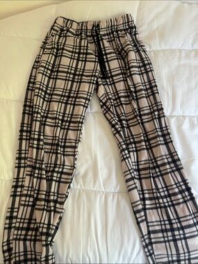 Y2K Plaid Fleece Lounge Pants in Pink & Black